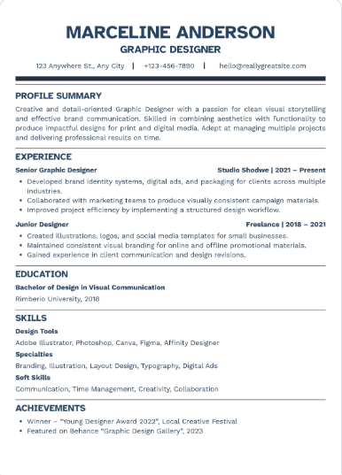 Professional CV Sample 30